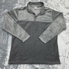 Columbia 1/4 Zip Button Fleece Men  s XLT Black Grey Pullover Sweater Jacket Warm