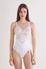 NEW Intimissimi Scent of Summer Fresh Bamboo Lace Bodysuit White Size L