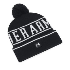 Under Armour Men's Halftime Pom Logo Beanie in Black/White One Size NEW