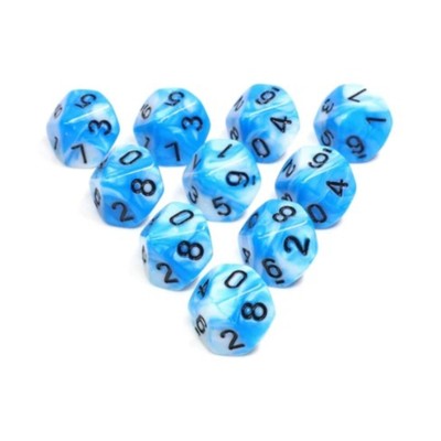 Foam Brain Dice d10 Set - Cumulus Cloud w/Black (10) New