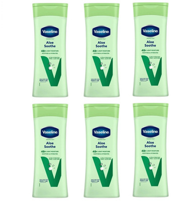 6 x Body Lotion Hautpflege Vaseline Aloe Soothe trockene, rissige Haut - 400ml