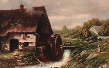 Vintage Postcard 1907 Painting Old Mill Countryside Painting Flowing Waters