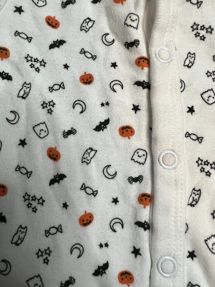 Baby First Halloween Outfit /bib Carter's One Piece Sleeper footies NEWBORN - Image 4 of 4