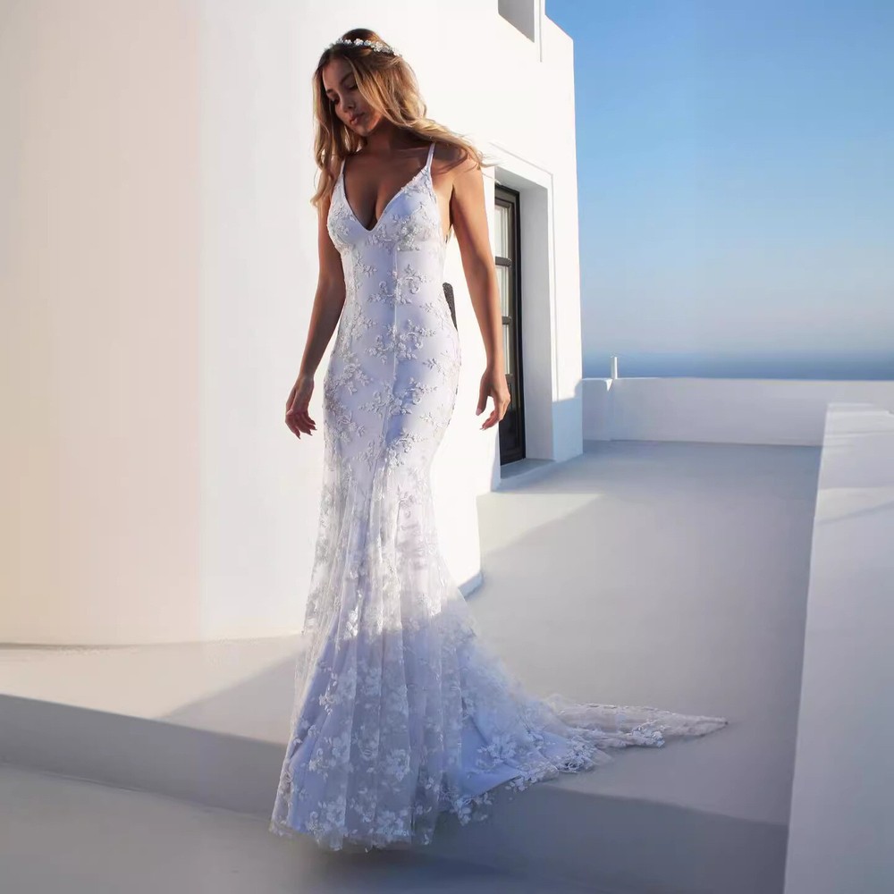 Women's Formal Dress - V-Neck White Formal Dress