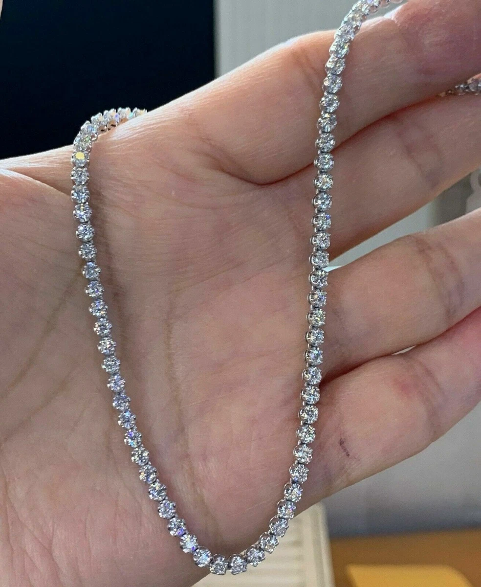 Round cut diamond store tennis necklace