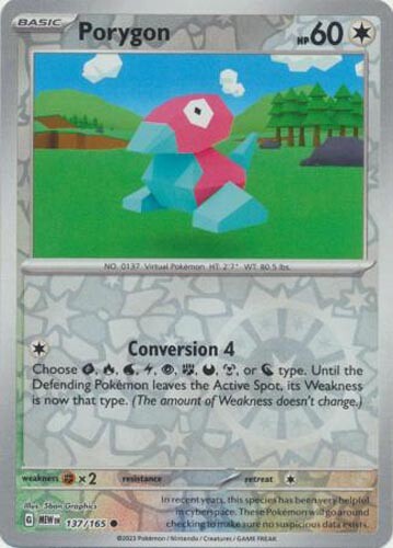 Pokemon Card - Scarlet & Violet 151 - 137/165 PORYGON (REVERSE holo) - NM/Mint