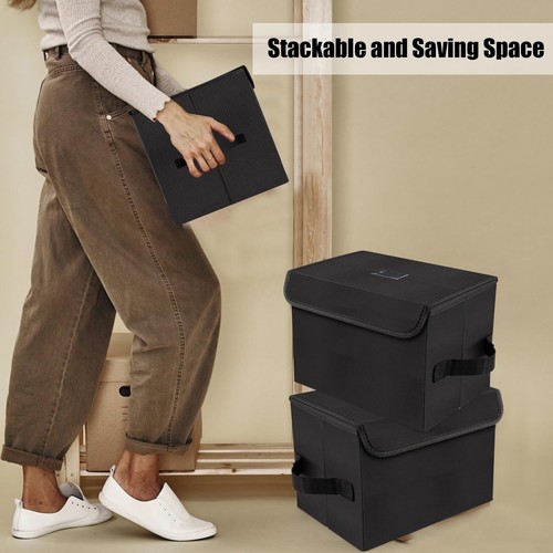 7-inch Vinyl Record Storage Box Nylon Foldable and Stackable Set of 2 Vinyl L... - Picture 5 of 7
