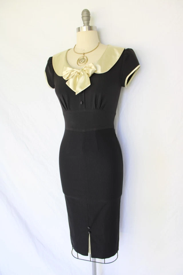 Vestido Stop Staring Alicia Estrada Pin Up Bombshell Rockabilly Retro Lápiz Negro Foto 4 de 4