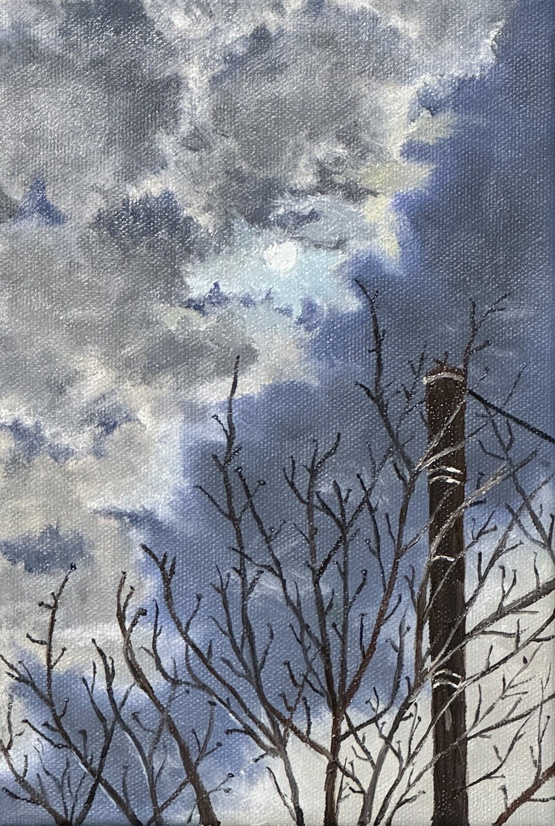 絵画(moonlight ) Moonlight. Oil Painting Of Japanese Landscape. 20*30cm,Unframed | eBay