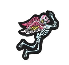 Skeleton with Wings Embroidered Patch Sew or Iron On 2498