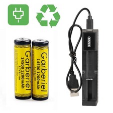 14500 Lithium Battery 3.7V Rechargeable Battery /Charger for Flashlight Headlamp