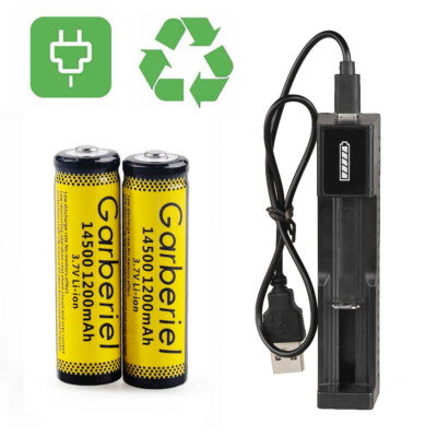 14500 Lithium Battery 3.7V Rechargeable Battery /Charger for Flashlight  Headlamp | eBay
