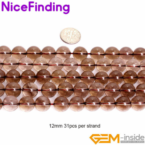 Brown Smoky Quartz Natural Round Crystal Spacer Beads Jewelry Making 15" 8mm - Picture 23 of 32