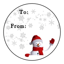 Christmas Holiday gift tags stickers, labels, snowman