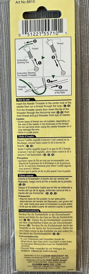 Clover Embroidery Stitching Tool Needle Threaders 2 In Package Art No 8810 New - Image 2 of 2