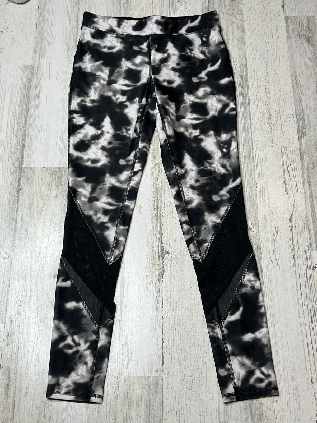Womens Athletic Yoga Workout Leggings Medium Black White Tie Dye Exc Cond  MB1 | eBay