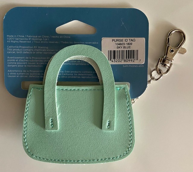 Samsonite Purse Luggage Tag / ID Tag Seafoam Green with chain for sale