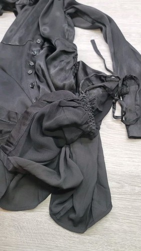NWD Bardot Womens Black Crinkled Collar Knee Length Shirtdress 8 Large - Picture 8 of 10