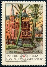 PAYS BAS ERINNOPHILIE TIMBRE VIGNETTE PRETTIG GELUKKIG KERSTFEEST NIEUWJAAR 1949