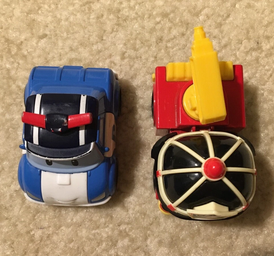 Robocar Poli Lote de 2 Metal Diecast Vehículo de Juguete Figura Camión de Bomberos Roy Policía Poli Foto 2 de 4