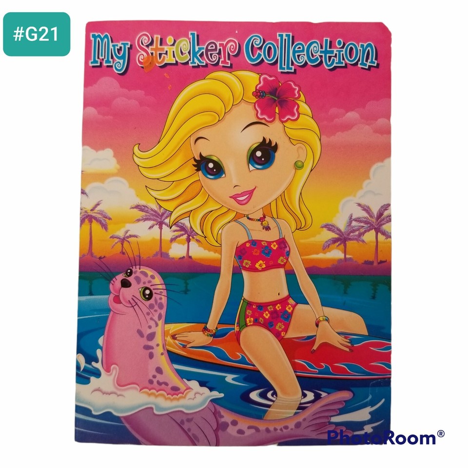 A genuine vintage Lisa Frank 'Cassie Surfer' mini sticker album — pure 90s nostalgia in collectible form that'll send any millennial straight back to elementary school.