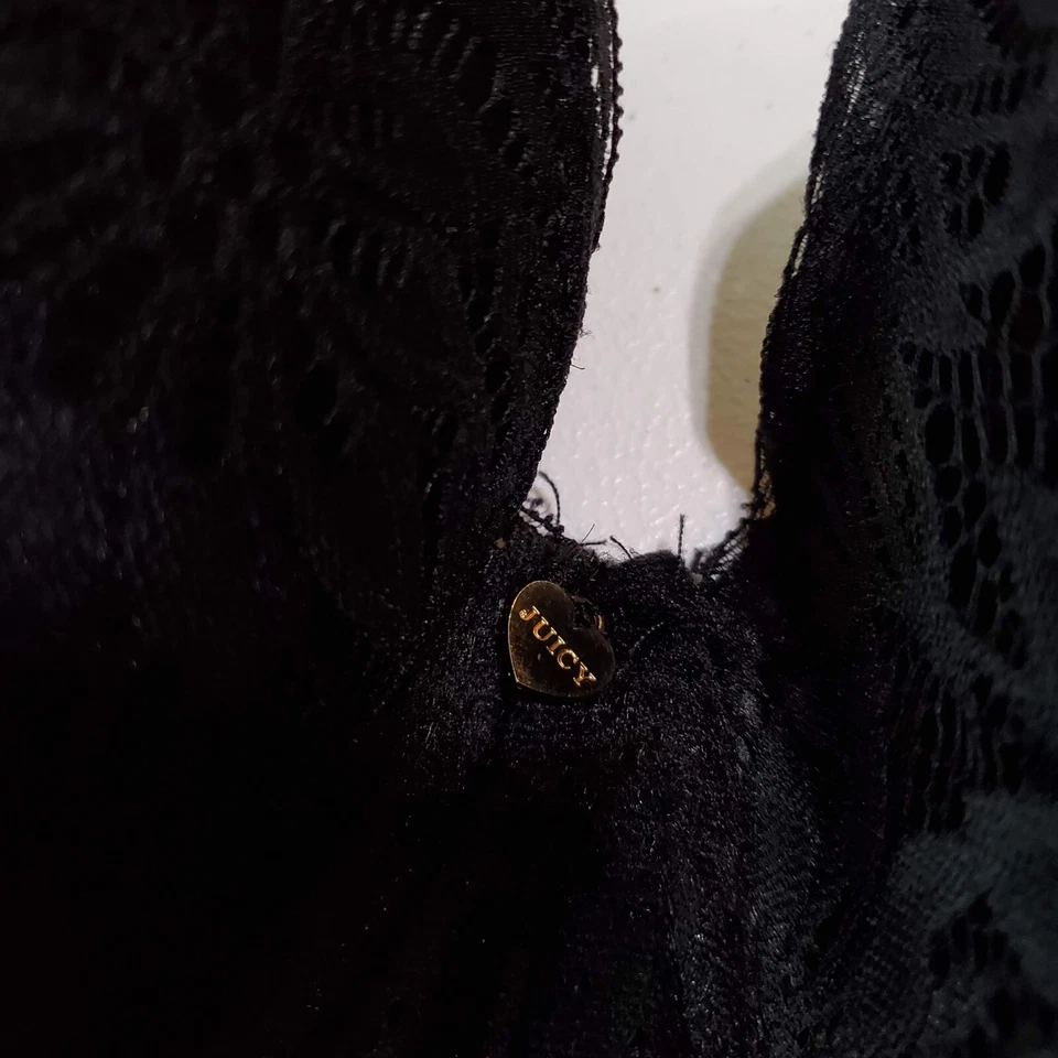 Sujetador Juicy Couture para mujer 38D negro ligeramente forrado con aros correas ajustables de encaje Foto 2 de 4