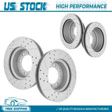 4PCS Front Rear Drilled Brake Rotors for 2013-2023 Ford F-250 F-350 Super Duty