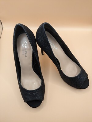 Carvela Kurt Geiger Lara Black Sparkle open Toe Heels Size