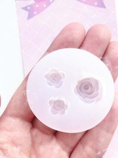 Small 3-Cavity Shiny Rose Flower Silicone Resin Mold