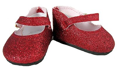 Red Glitter Mary Jane Shoes Fits 18inch Girl Dolls