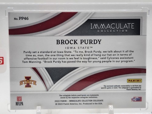 BROCK PURDY RPA RC AUTO PATCH 2022 IMMACULATE GOLD 6 25 SF 49ERS IOWA STATE EBay