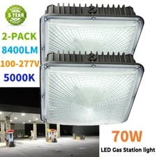 Waterproof,2PACK LED Canopy Light 70W for Warehouse Gas Station Carport Lighting