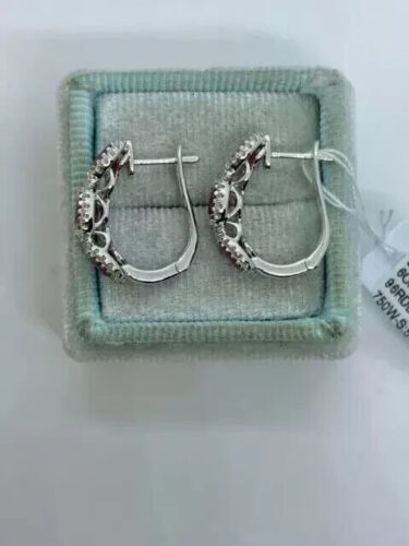 Lab Created Red Ruby 2.10Ct Oval Cut Huggie Hoop Earrings 14K White Gold Plated - Picture 2 of 6