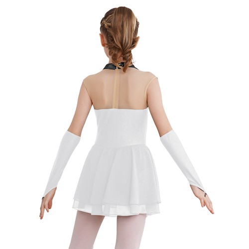 Kids Girls Figure Ice Skating Dress and Gloves Dance Gymnastic Leotard Dancewear - Picture 53 of 63