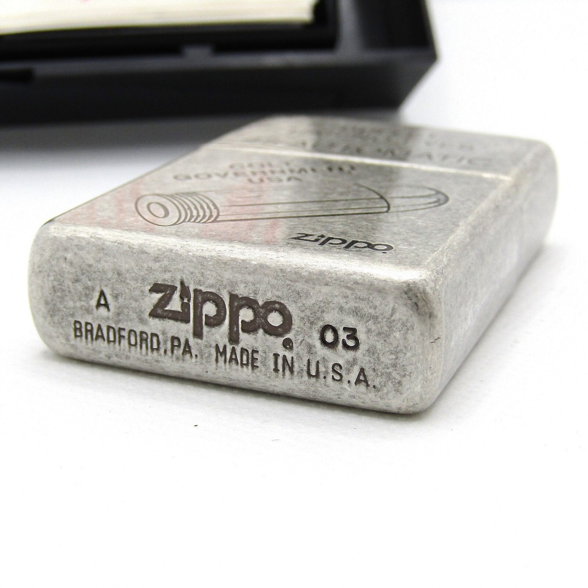 Colt Government 45 Automatic Bullet Zippo Oil Lighter 2003 Mint 