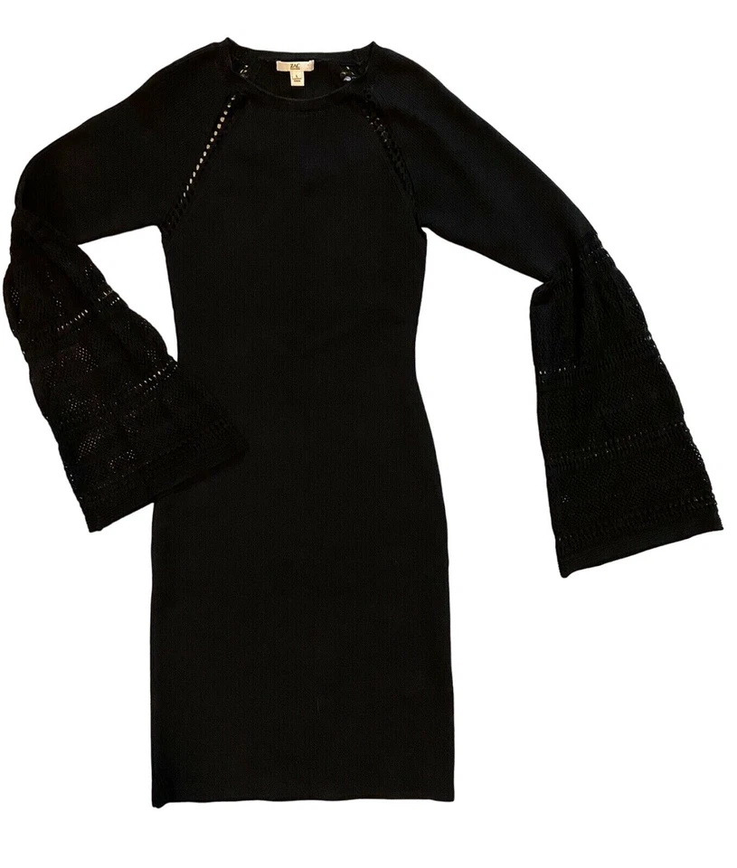 $375 ZAC Zac Posen L Vestido Jill Suéter Tejido Elástico Funda Moveble Negro Midi Foto 3 de 4