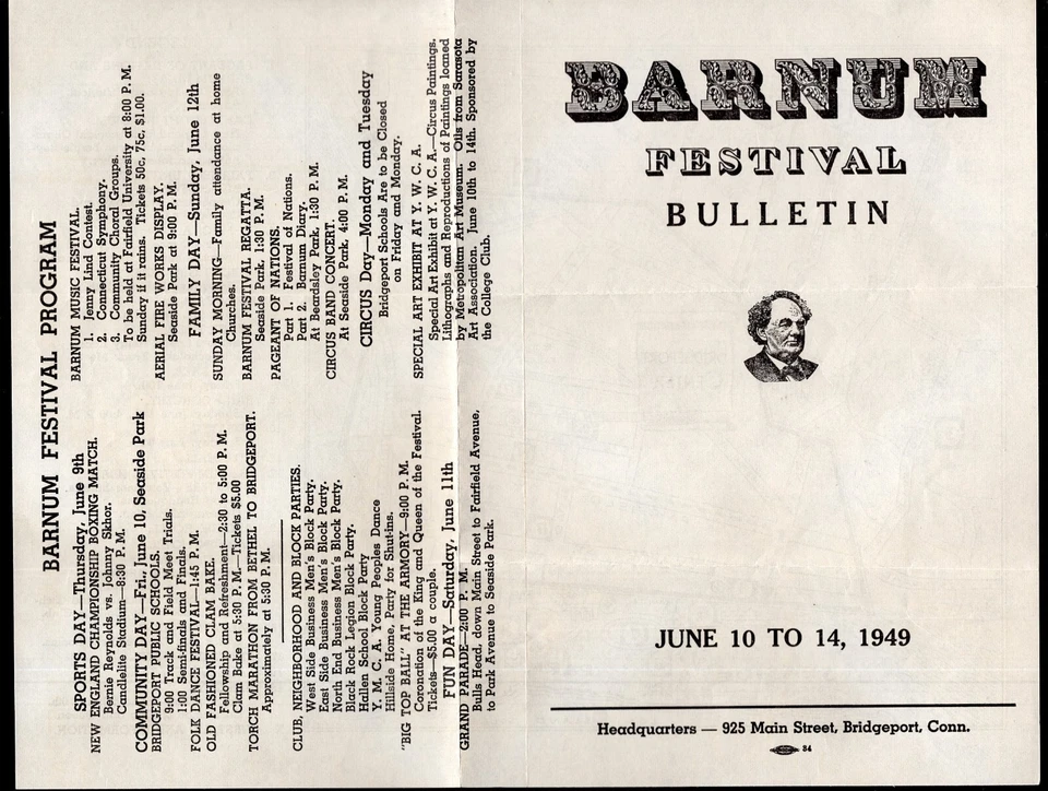 USA Bridgeport CT 1949 Barnum Festival Advertising Cover & Bulletin. Circus - Image 4 of 4