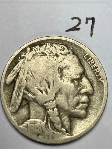 1918-D  BUFFALO NICKEL, "VERY GOOD" condition, #27