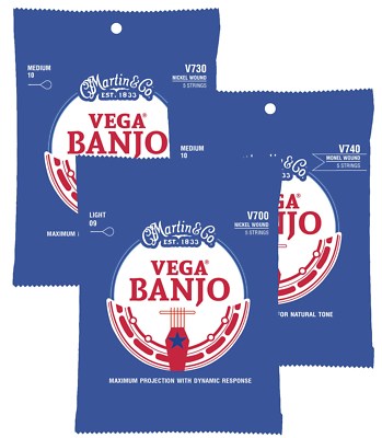 SATZ MARTIN BANJO SAITEN FÜR 5-SAITIGE, Vega Banjo,VERS.STÄRKEN - Kupfer, Nickel