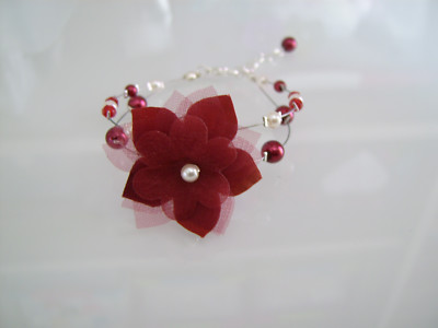 Bracelet Perles Ivoire Et Bordeaux Pour Mariée Ou Soirée - Élégant Et Pas Cher - Neuf Avec étiquettes