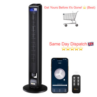 EcoNour 42" Smart Tower Fan WiFi Alexa Google 12 Speed Oscillating Matte Black