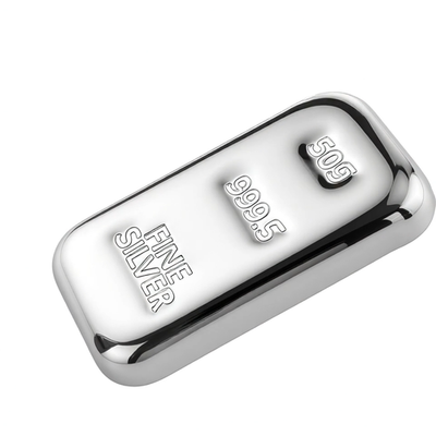 Silver Ingot 50 Grams 999.5 Fine Certified Bullion Grade Bar Hand