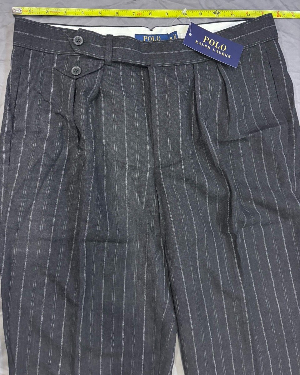 Polo Ralph Lauren Gray Pinstripe Wool Classic Fit Pleated Dress