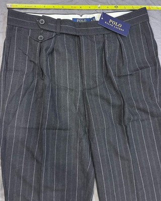 Polo Ralph Lauren Gray Pinstripe Wool Classic Fit Pleated Dress