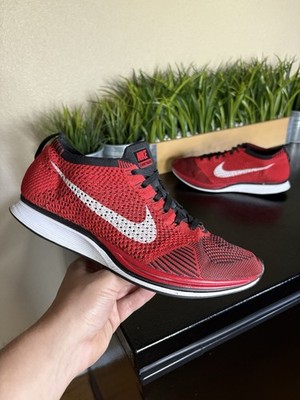 Nike Flyknit Racer Unisex University Red Running Shoes Red/Black/White, Sz 9 US Nike Flyknit Racer Shoes Men main image 2