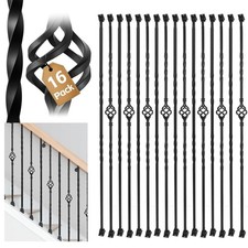 16 Pack 1/2" x 44" Wrought Iron Stair Balusters with Shoes - Durable Metal Spind