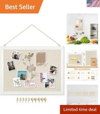 Bulletin Boards with Linen 1-Pack 16''X 12'' Double-Sided Cork Board for Wall...