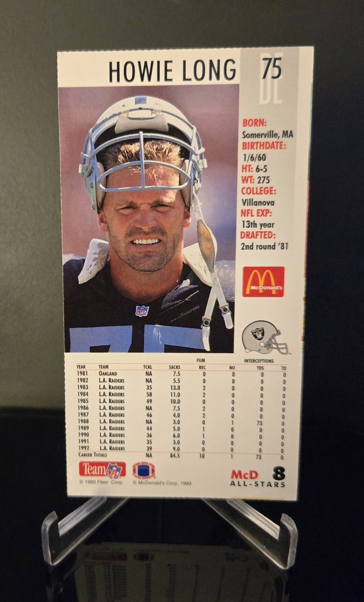 HOWIE LONG 🔥 1993 Fleer McDonald's GameDay Official NFL Football