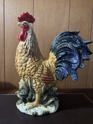 Vintage Noble Excellence 16'' Ceramic Rooster XL Centerpiece Statue Lifesize