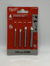 Milwaukee 48-20-8998 Piastrelle Pietra Naturale Set 4 pz Punte Trapano 1/8 3/16 1/4 5/16 Nuove